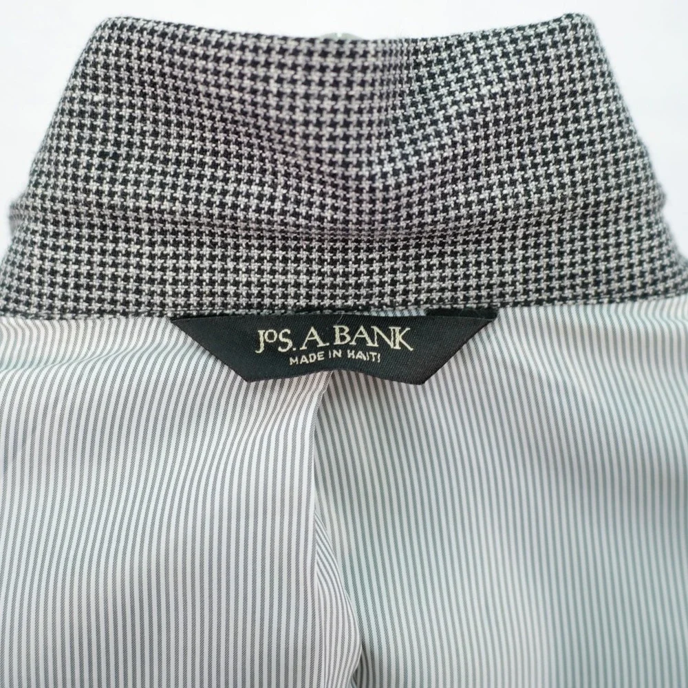 Jos A Bank Linen Tweed Wool Black Gray Check Sport Coat 40R‎ 2 Button Tagged 41R
